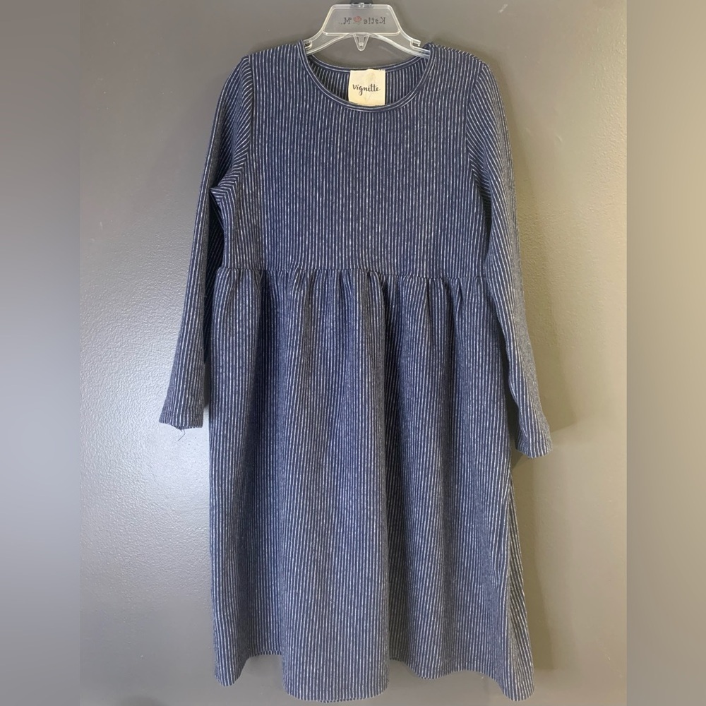 Vignette Madison Dress Blue Striped Kids Navy Dress size 8Y - Picture 2 of 5
